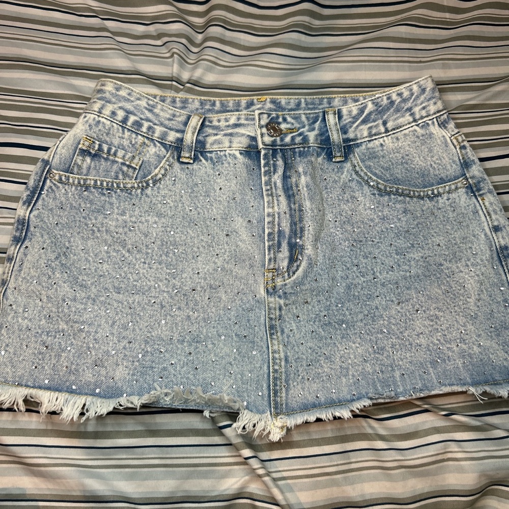 rhinestone mini skirt